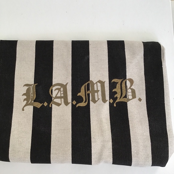 L.A.M.B. by Gwen Stefani black leather handbag with black/white snake skin strip - Picture 8 of 9